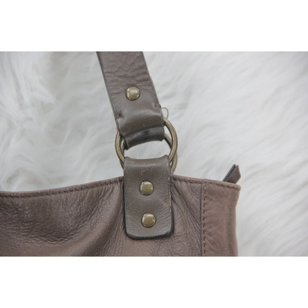 J Jill brown Leather satchel tote bag purse unstructured zip large front pocket